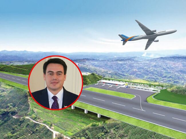 Fotos: render Aerocafé (archivo) y Jorge Eduardo Rojas, ex ministro de Transporte y actual alcalde de Manizales (Función pública).