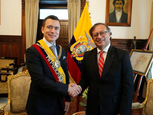 Primera reunión entre el Presidente Gustavo Petro y el Presidente de Ecaudor, Daniel Noboa. Tomado de Twitter Presidencia Ecuador