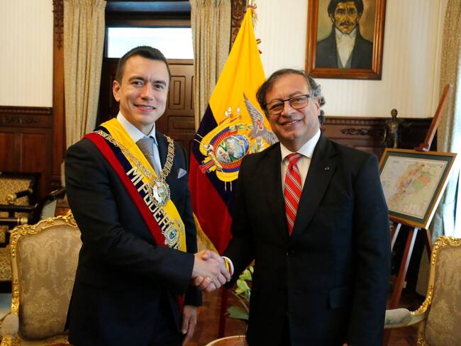 Primera reunión entre el Presidente Gustavo Petro y el Presidente de Ecaudor, Daniel Noboa. Tomado de Twitter Presidencia Ecuador