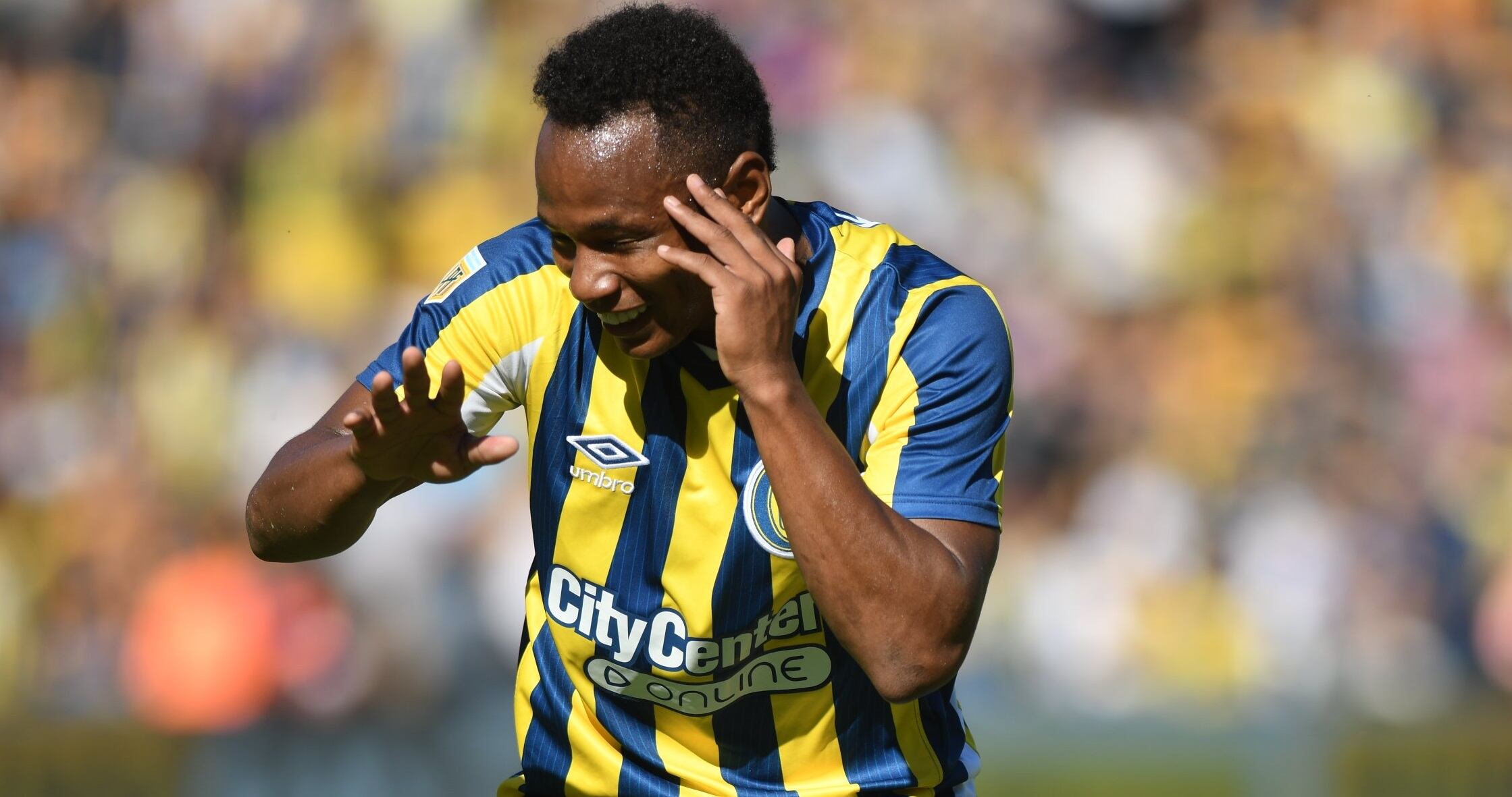 Jaminton Campaz celebra su gol ante Platense / Foto: @RosarioCentral