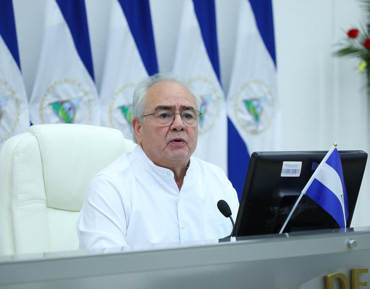 Gustavo Porras, jefe del Congreso de Nicaragua, explicó los pasos que están tomando para cumplir la orden del presidente Daniel Ortega.
(Foto:   Cortesía Asamblea Nacional de Nicaragua)