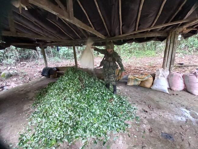 Destruyen 10 laboratorios para el procesamiento de cocaína en el sur de Córdoba. Foto: Ejército Nacional.