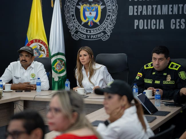 Elvia Milena Sanjuán, gobernadora del Cesar, durante PMU