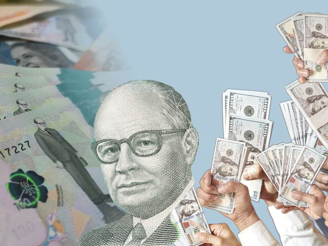 Imagen de las manos y el dólar tomada de Getty Imagenes (Autora: sakchai vongsasiripat) // Imagen de la divisa colombiana tomada de Getty imagenes (Autor: Jose Arbelaez - Fotografía) // Imagen de Carlos Lleras Restrepo tomada de Getty Imagenes (Autor: johan10)