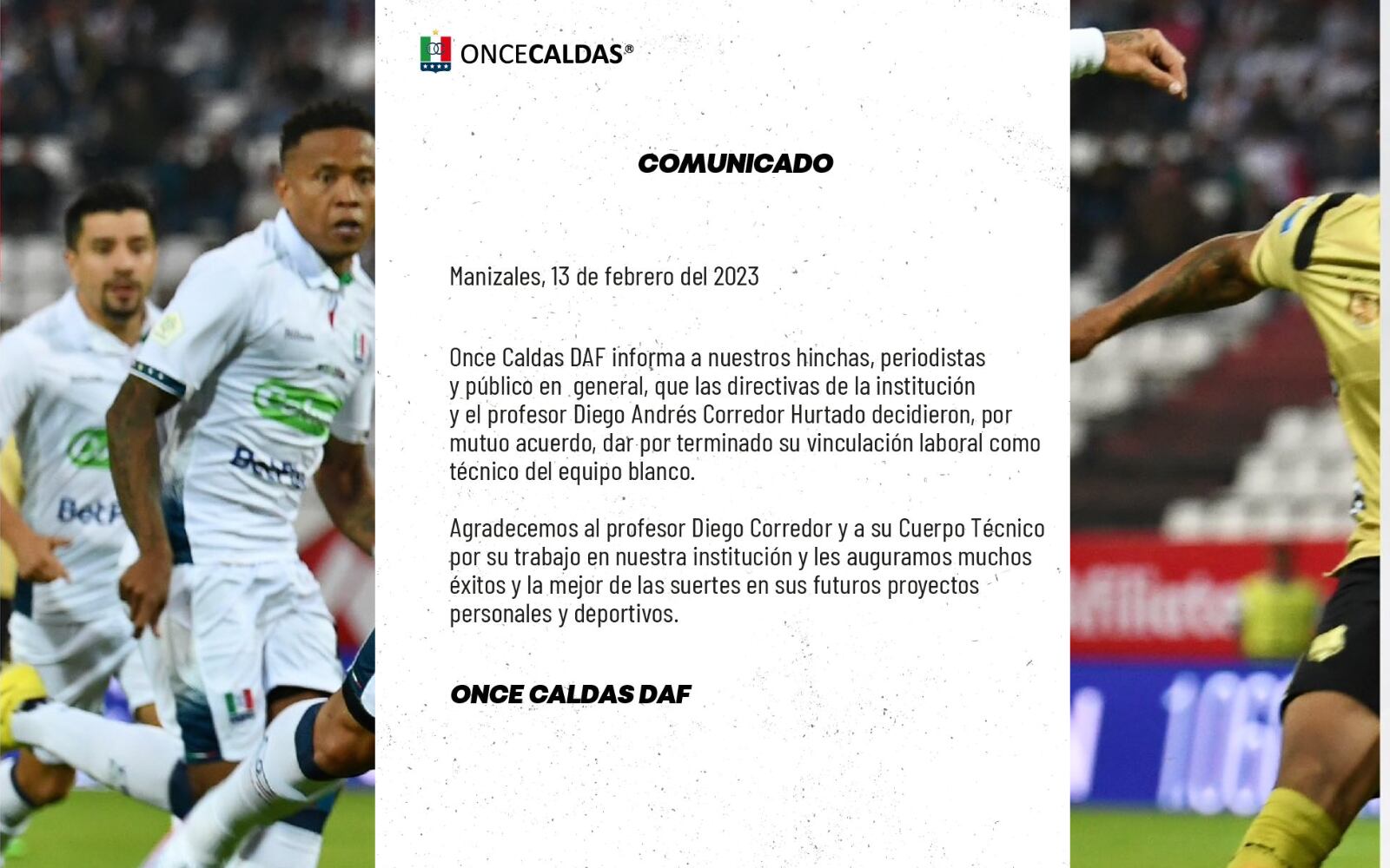 Comunicado de prensa de Once Caldas
