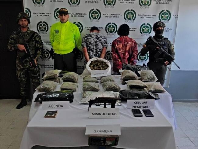 Marihuana y capturados- foto policía Antioquia