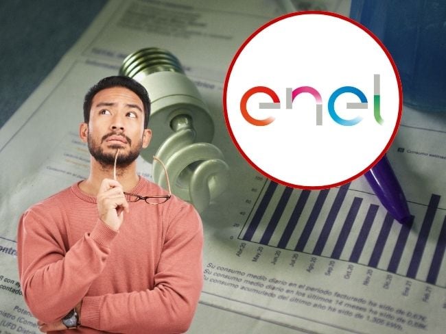 Imagen de referencia, foto Gettyimages, Canva y logo de ENEL.