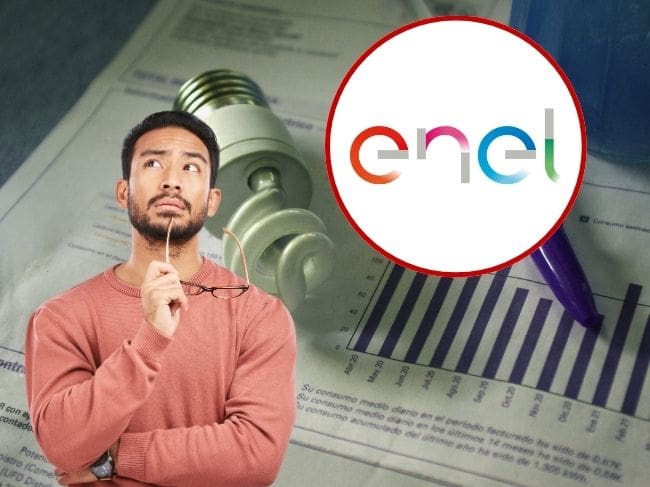 Imagen de referencia, foto Gettyimages, Canva y logo de ENEL.