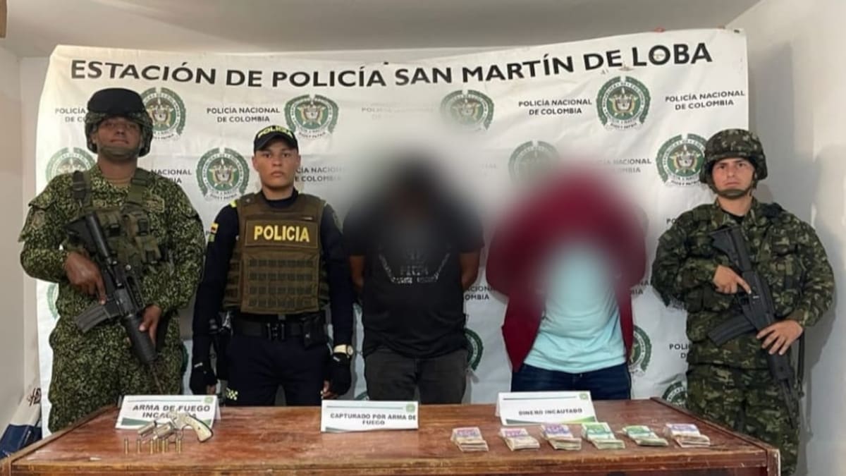 Capturan a dos personas por porte ilegal de armas de fuego en San Martín de Loba