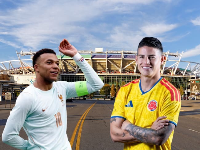 Imagen de referencia. James Rodriguez - Kylian Mbappe y Northwest Stadium: Getty Images.