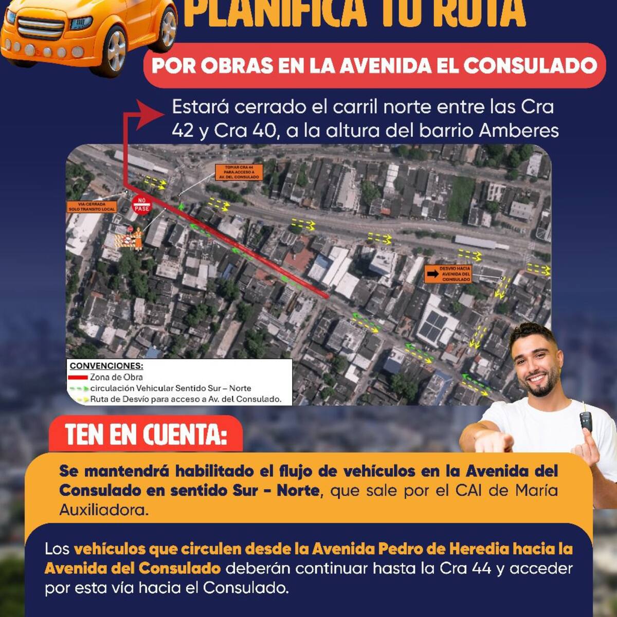 Con el inicio de las Vías de la Felicidad, así estará la movilidad en la avenida El Consulado