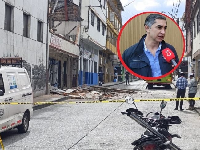 Inmuebles afectados por el terremoto en el centro de Manizales y el senador caldense Wilder Escobar.