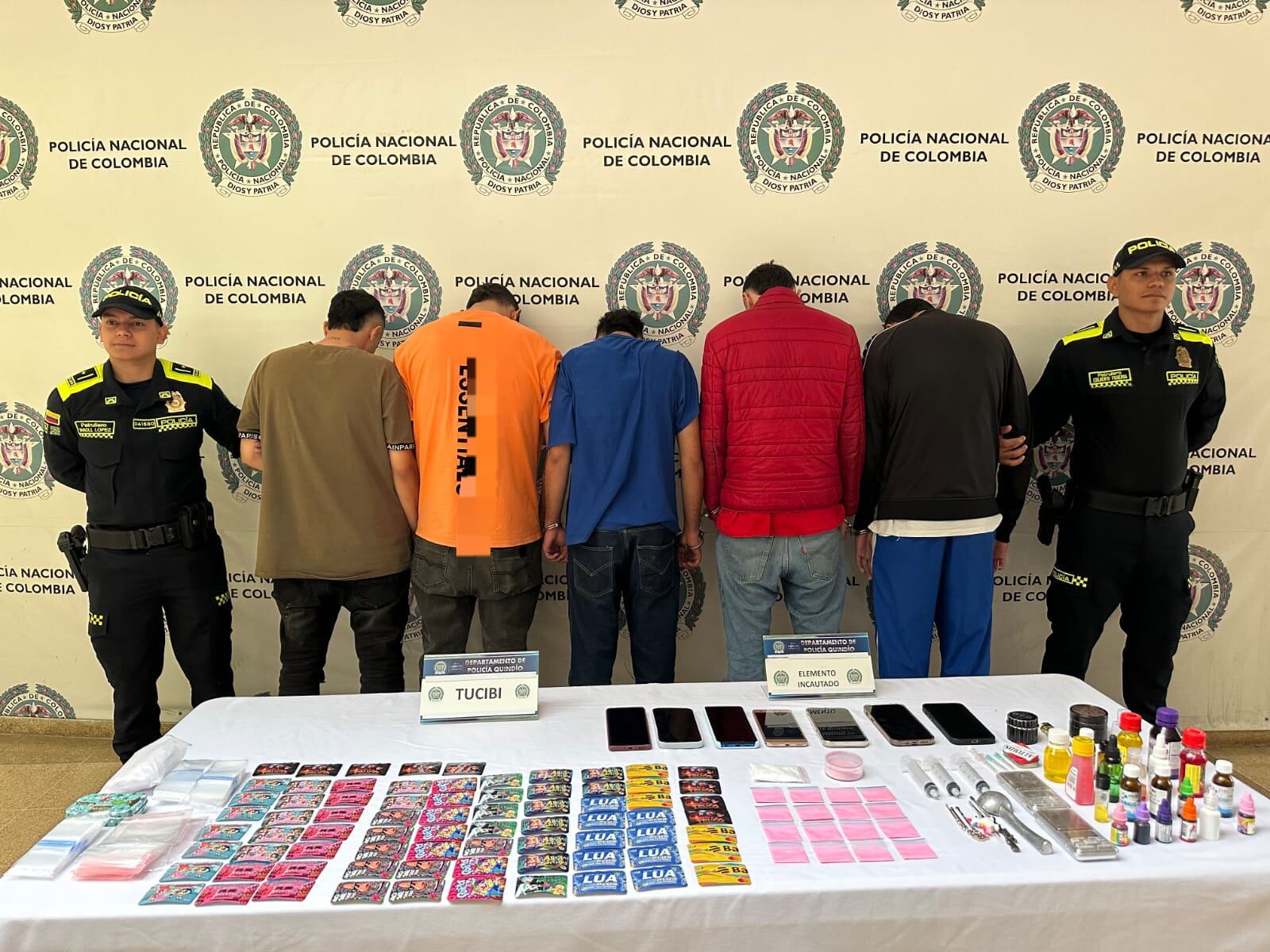 Capturados por tráfico de estupefacientes en el Quindío. Foto: Cortesía Policía