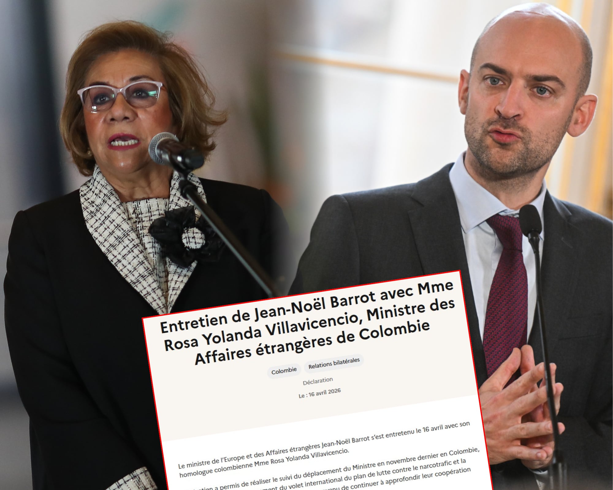 Los principales temas de conversación entre los representantes de exteriores de Colombia y Fancia fueron narcotráfico y el acuerdo de paz.
(Foto:    Caracol Radio / Getty / Cortesía)