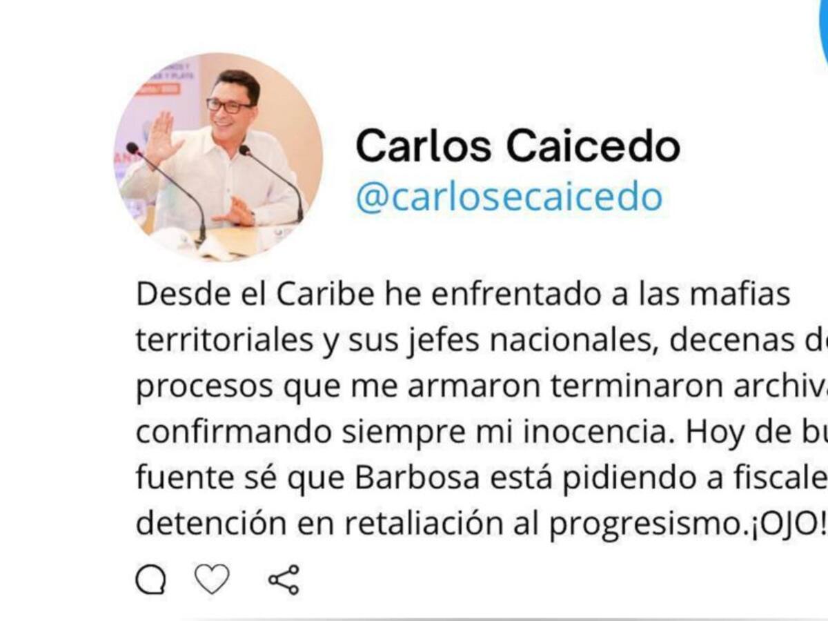 Caicedo acusa a fiscal Barbosa de fraguar una orden de captura en su contra