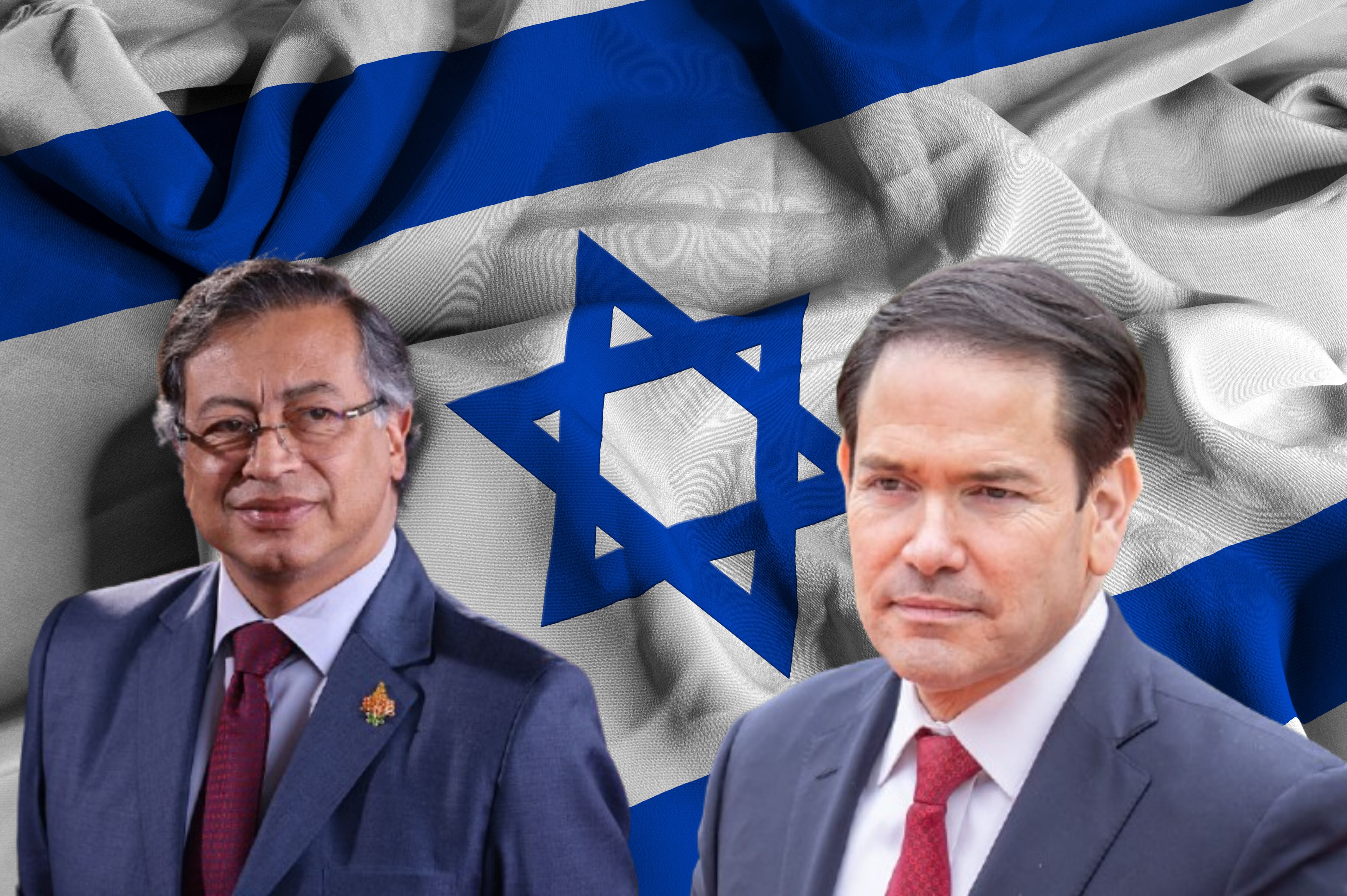 Imagen de referencia. Bandera Israel - Gustavo Petro - Marco Rubio: Getty Images.