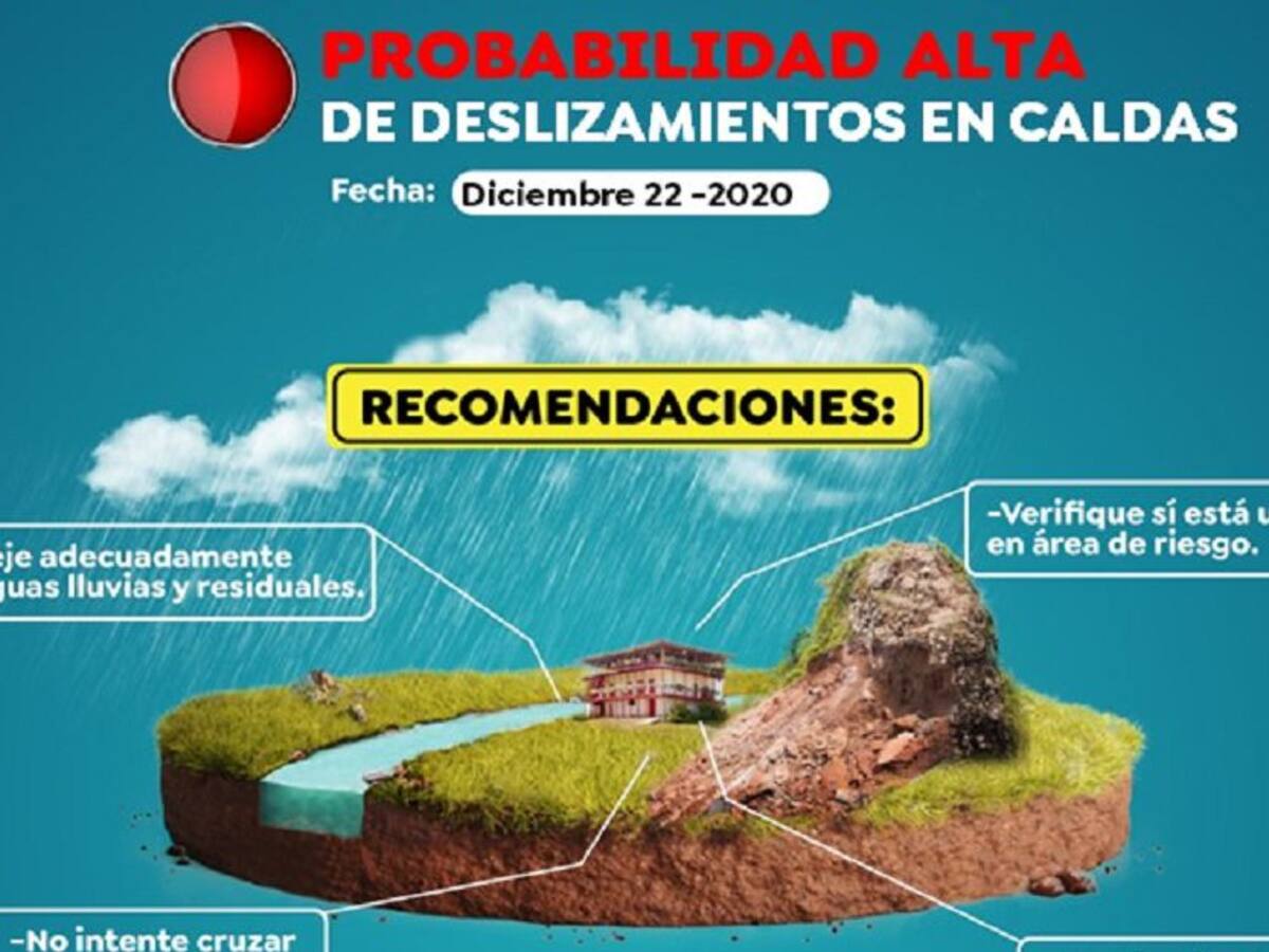 17 municipios de Caldas presentan probabilidad de deslizamiento