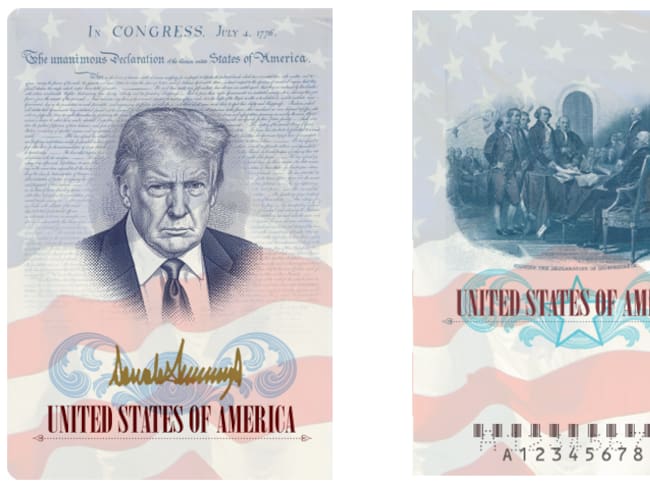 Estos pasaportes hacen parte de una edición limitada en conmemoración de los 250 años de la Declaración de Independencia que Estados Unidos celebra este año.
(Foto: Cortesía Departamento de Estado de Estados Unidos)