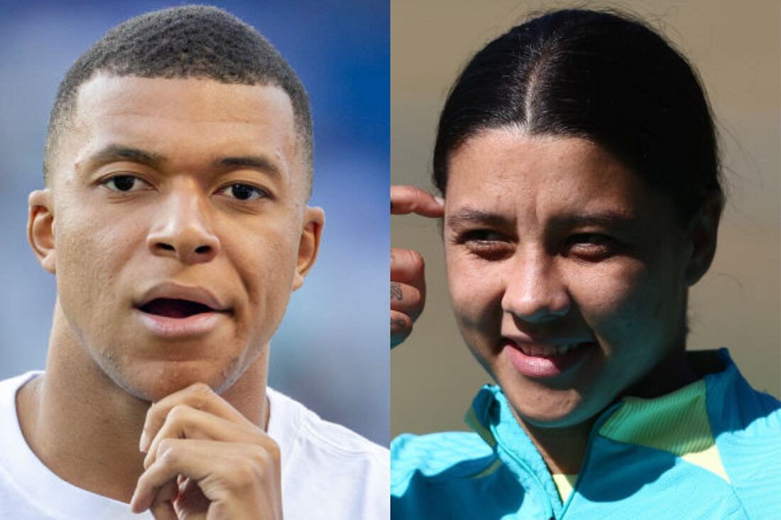 Kylian Mbappé y Sam Kerr, los futbolistas que mejor salario tienen en la rama masculina y femenina respectivamente / Fotos: Getty