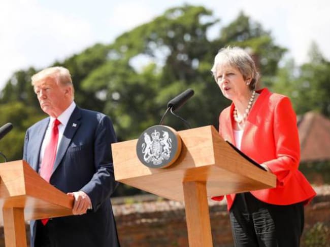 El presidente de EE.UU., Donald J. Trump (izq), y la primera ministra británica, Theresa May.
