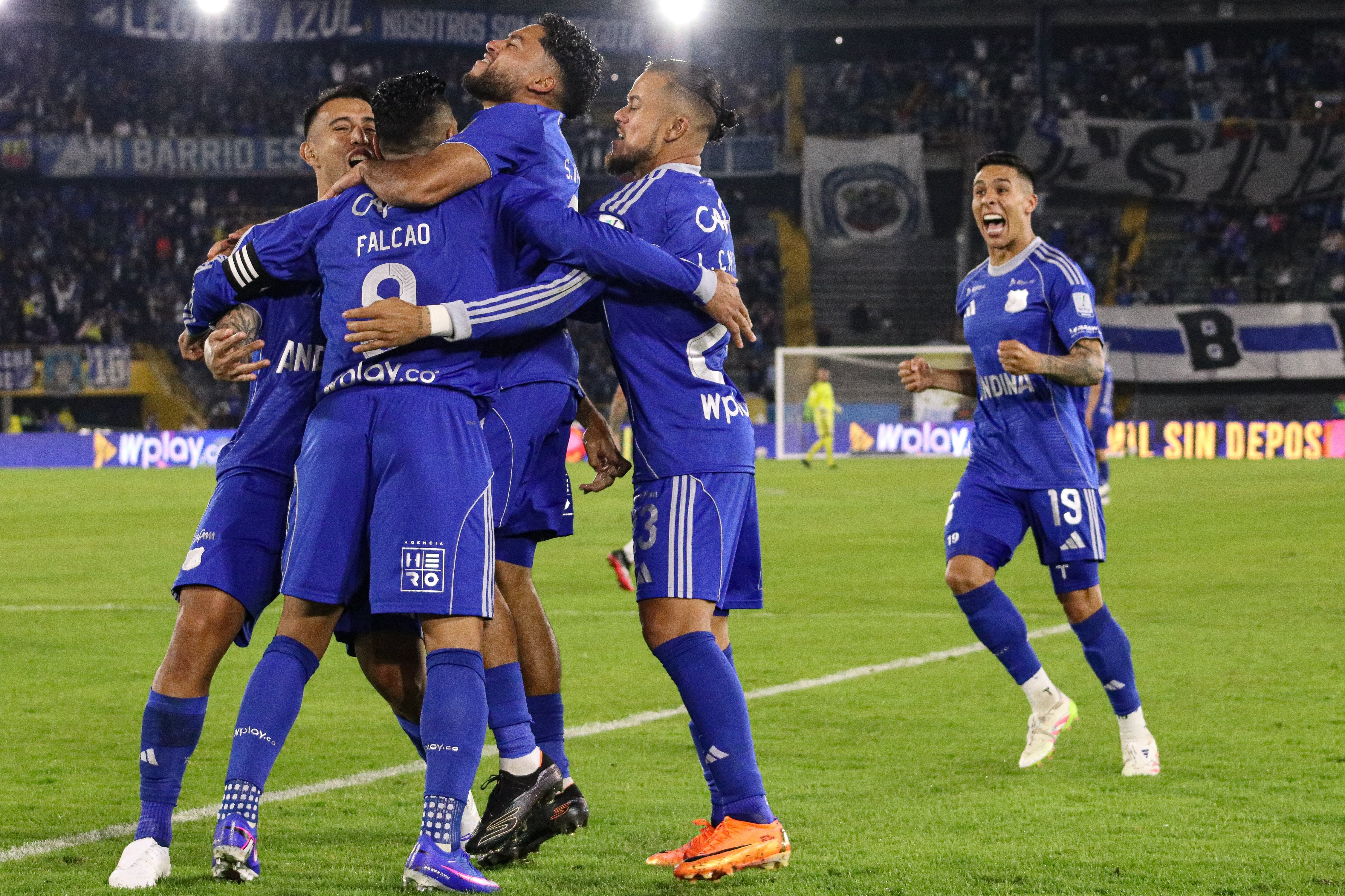 Millonarios F.C's Radamel Falcao Garcia celebrates a goal during the BetPlay Dimayor match between Millonarios F.C (1) V Aguilas Doradas (0) in Bogota, Colombia's Nemesio Camacho El Campin Stadium on February 11, 2026. (Photo by: Jorge Londono/Long Visual Press/Universal Images Group via Getty Images)