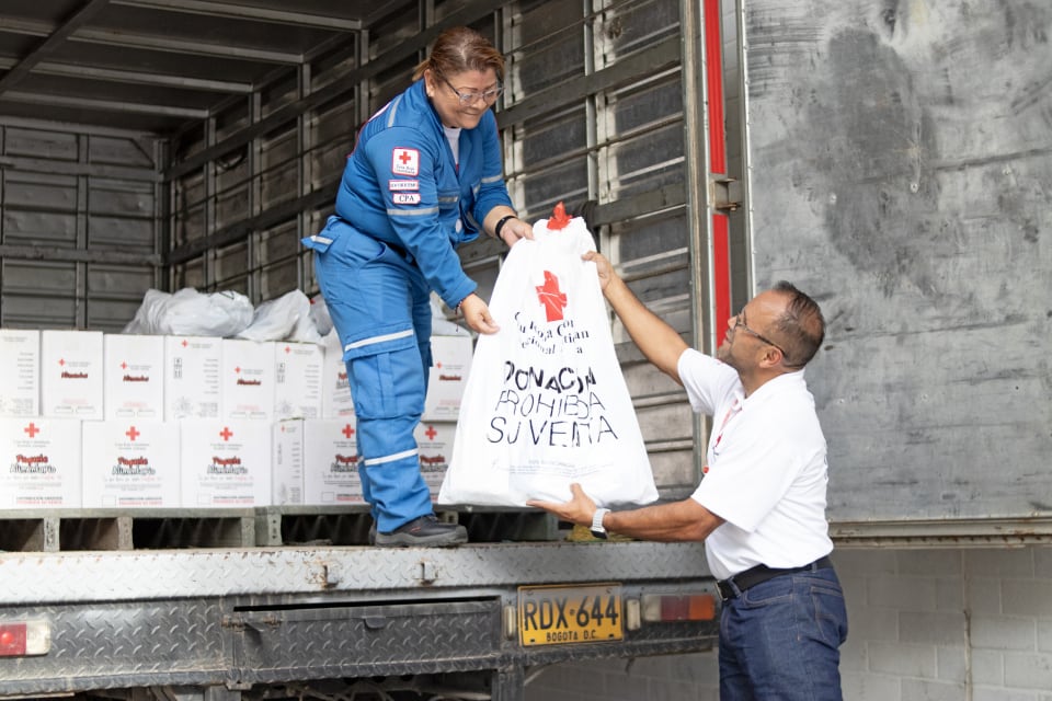 Cruz Roja Antioquia recibe ayudas humanitarias. Cortesía: Cruz Roja seccional Antioquia
