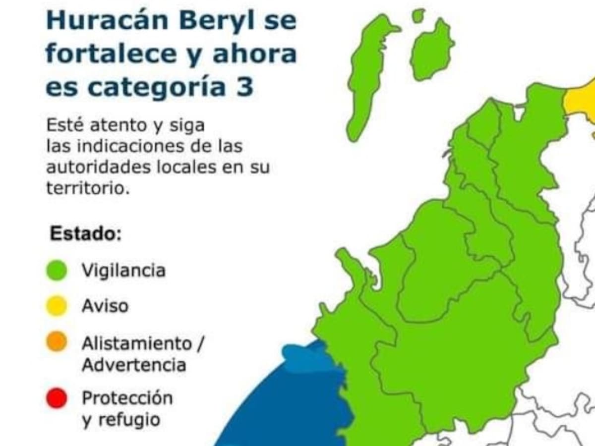 Alerta total en zona costera del departamento de Sucre por Huracán Beryl