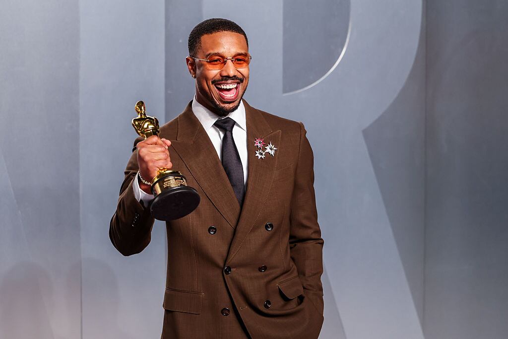 Los Angeles, CA - March 15, 2026: Michael B. Jordan attends The Vanity Fair Oscar party held at the LACMA's new David Geffen Galleries in Los Angeles, CA, Sunday, March 15, 2026. (Jason Armond / Los Angeles Times via Getty Images)