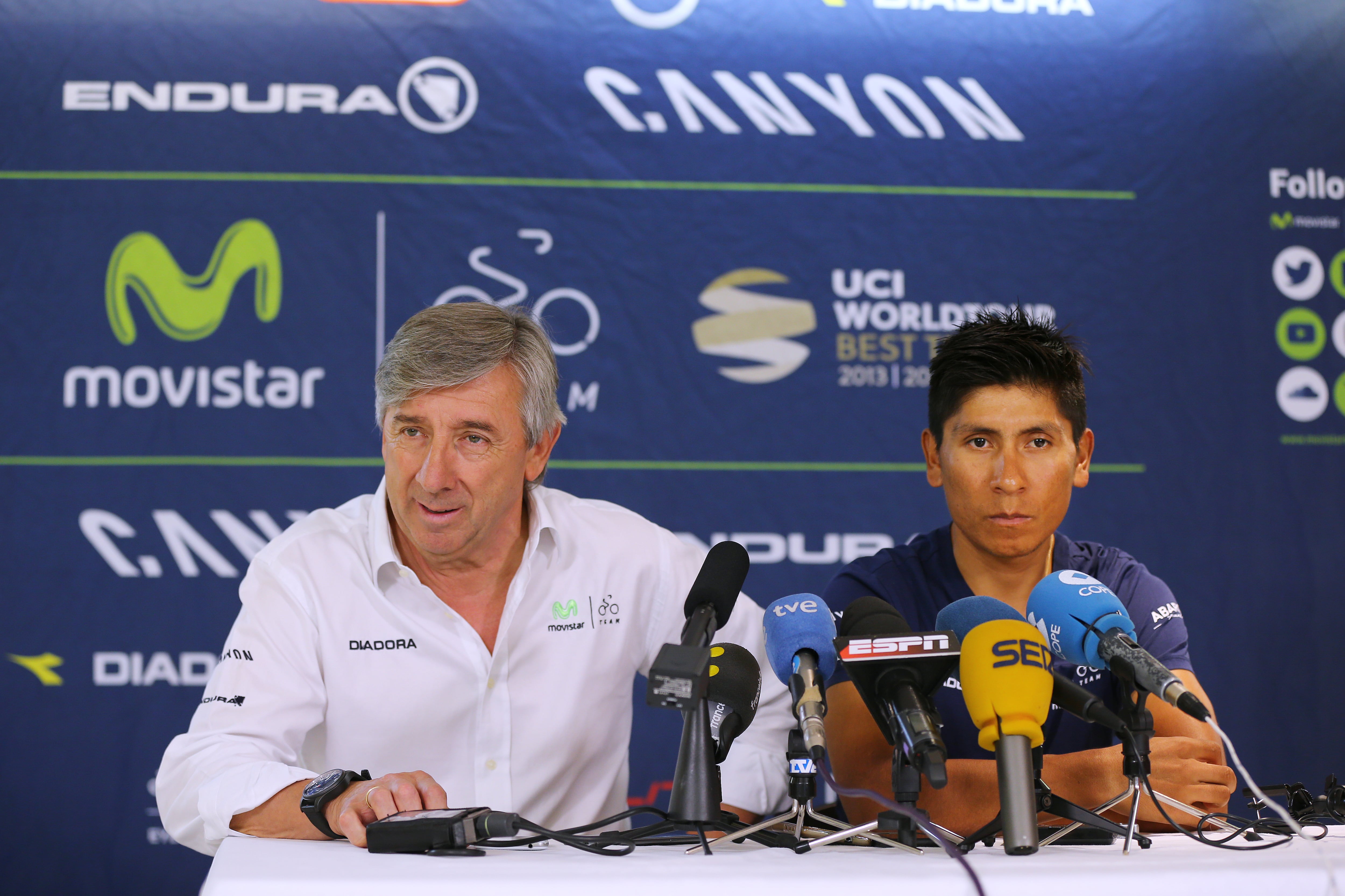 Nairo Quintana junto a Eusebio Unzué. (Photo by KT/Tim De Waele/Corbis via Getty Images)