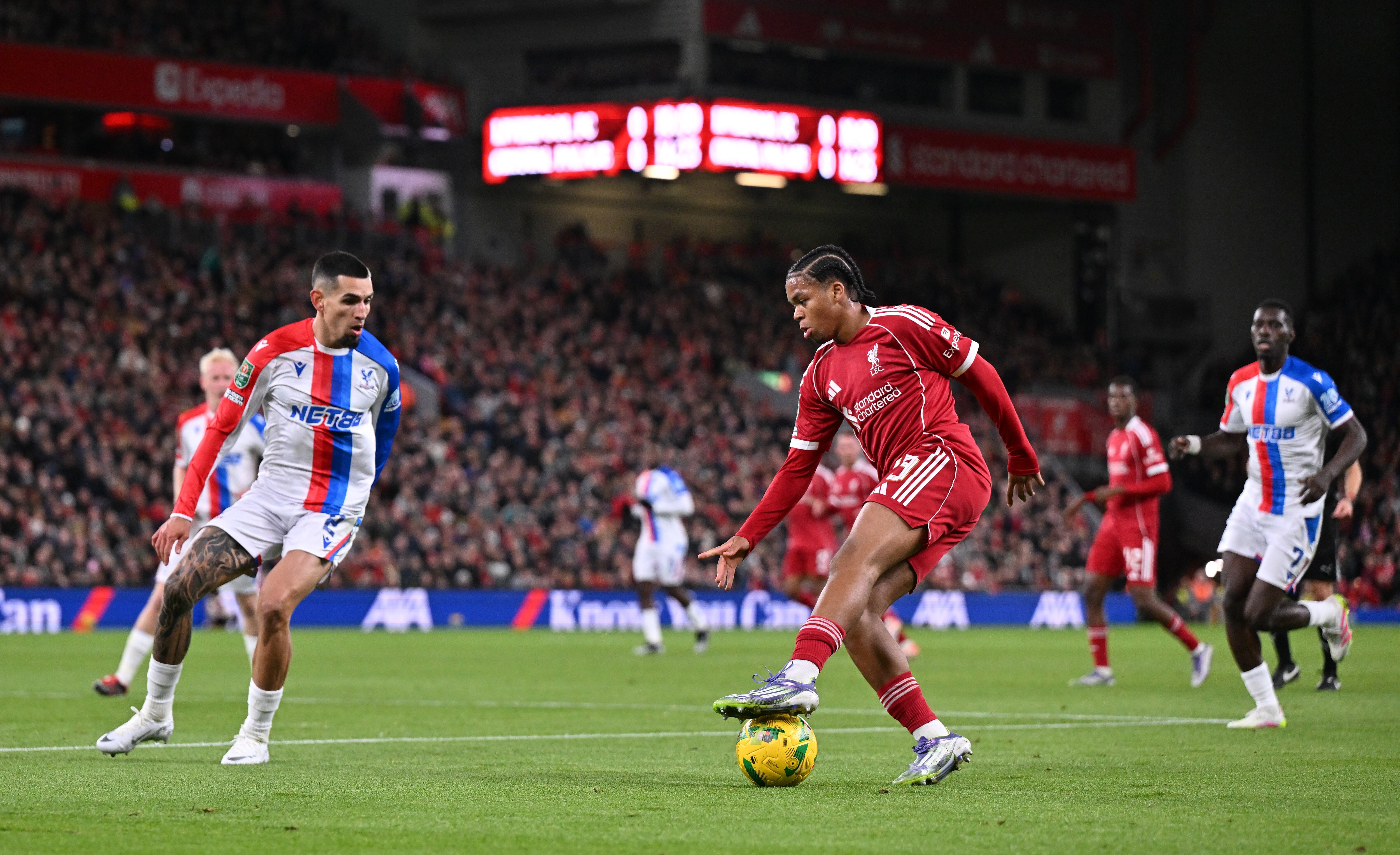Con Daniel Muñoz y Jefferson Lerma, Crystal Palace humilla a Liverpool en Anfield por Carabao Cup. (Photo by Liverpool FC/Liverpool FC via Getty Images)