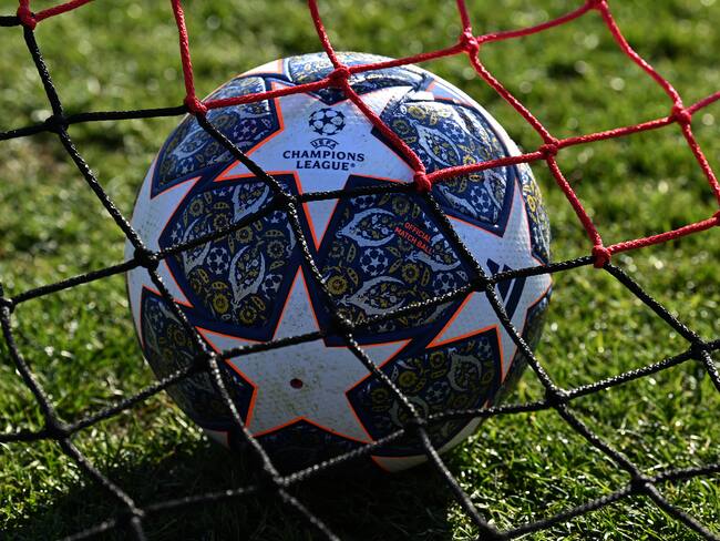 MILAN, ITALY - FEBRUARY 13: A close up of a Champions League ball during the AC Milan training session ahead of their UEFA Champions League round of 16 match against Tottenham Hotspur at Giuseppe Meazza Stadium on February 13, 2023 in Milan, Italy. (Photo by Claudio Villa/AC Milan via Getty Images)