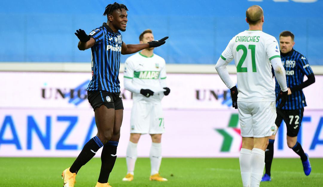 Duván Zapata celebra el 1-0 ante el Sassuolo.