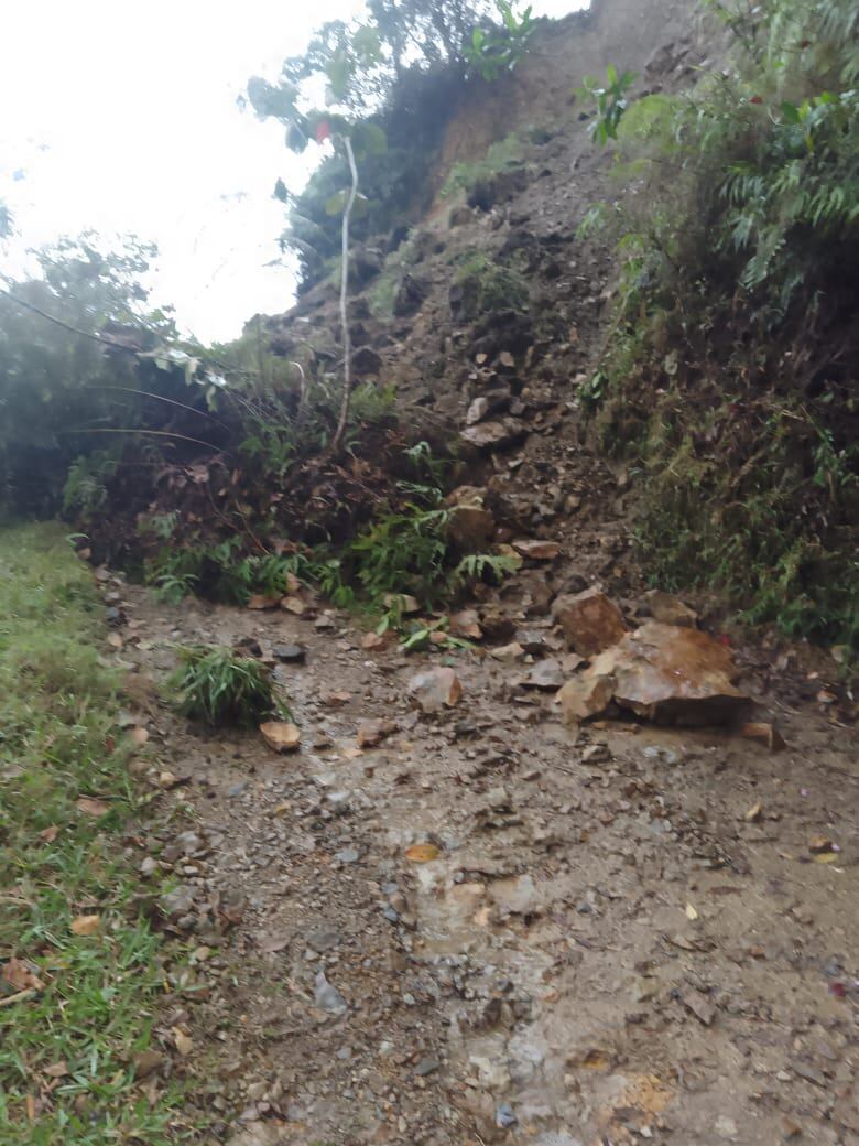 Derrumbe en la zona rural de Pensilvania, Caldas. Foto suministrada.