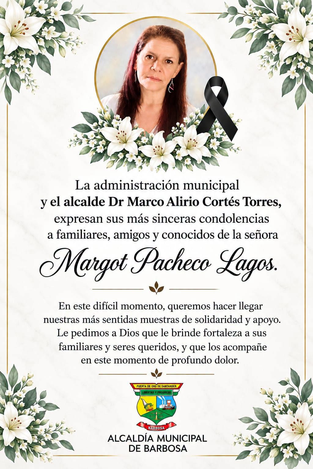 Obituario de Margot Pacheco, mujer muerta en ataque de sicarios en Barbosa, Santander