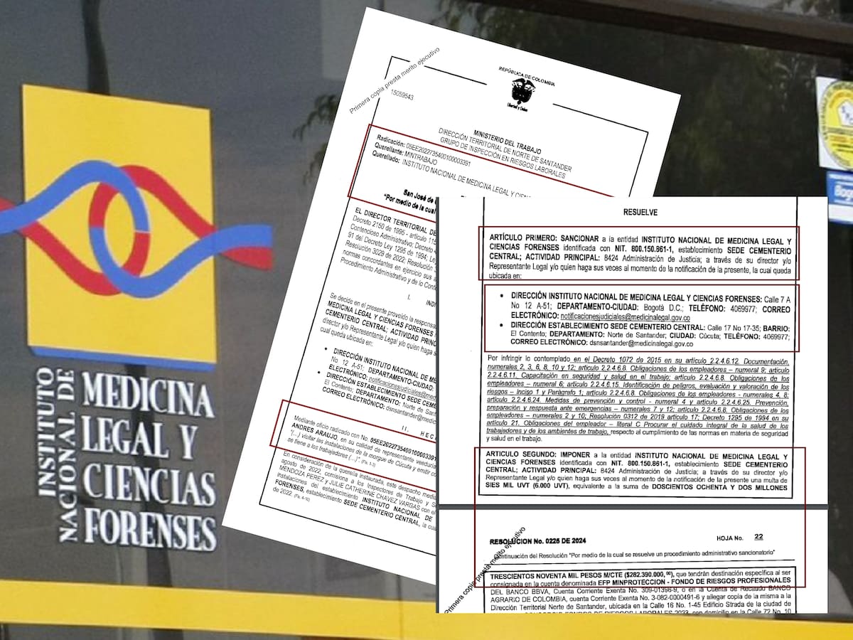 ¿Funcionarios en riesgos laborales? Mintrabajo impuso millonaria multa a Medicina Legal