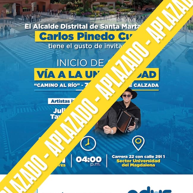 Aplazado el inicio de las obras de la vía a la Universidad del Magdalena “Camino al Río”/ Alcaldía de Santa Marta.