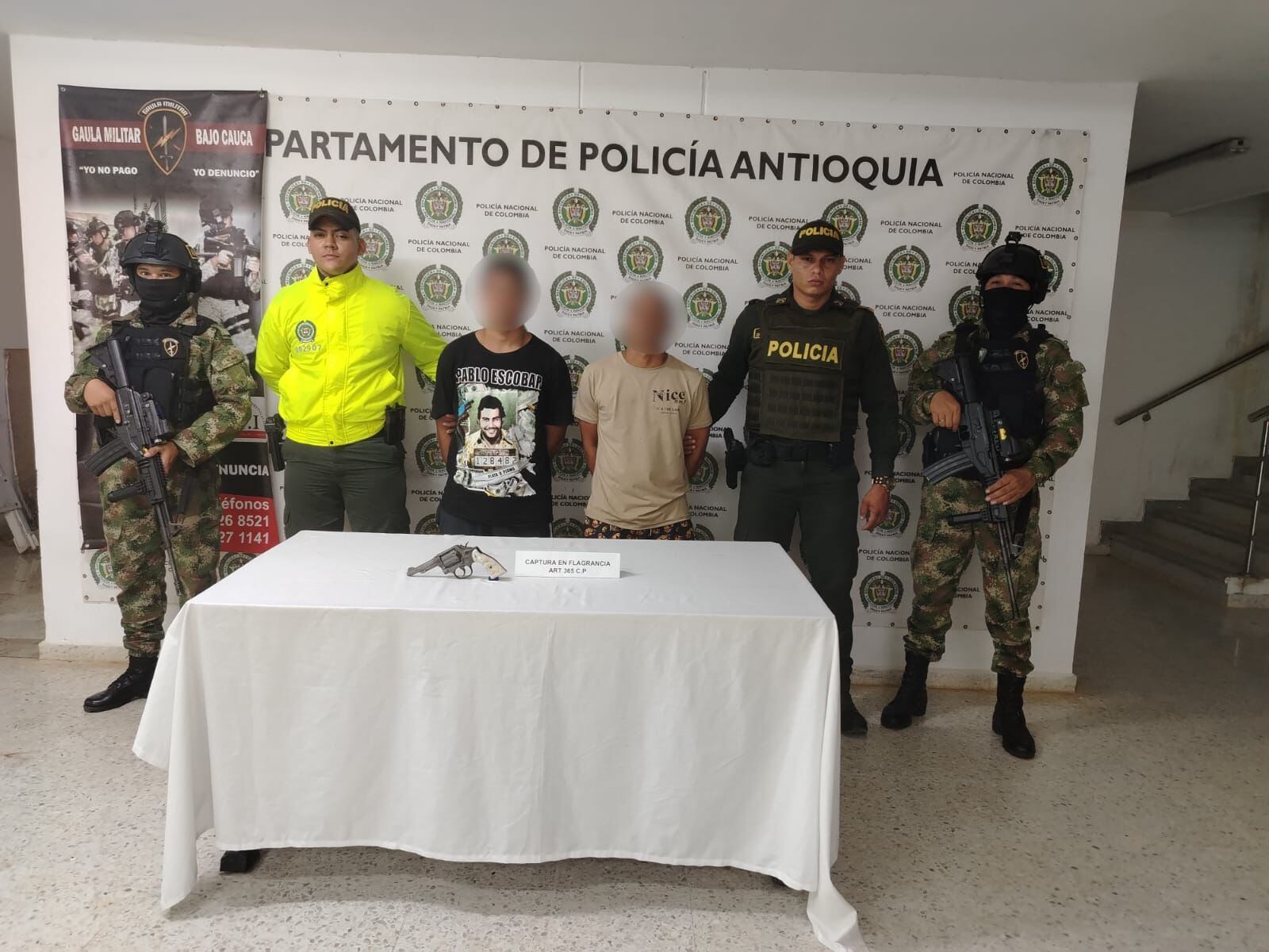 Capturan presuntos responsables de homicidio de líder en Caucasia. Foto: Policía