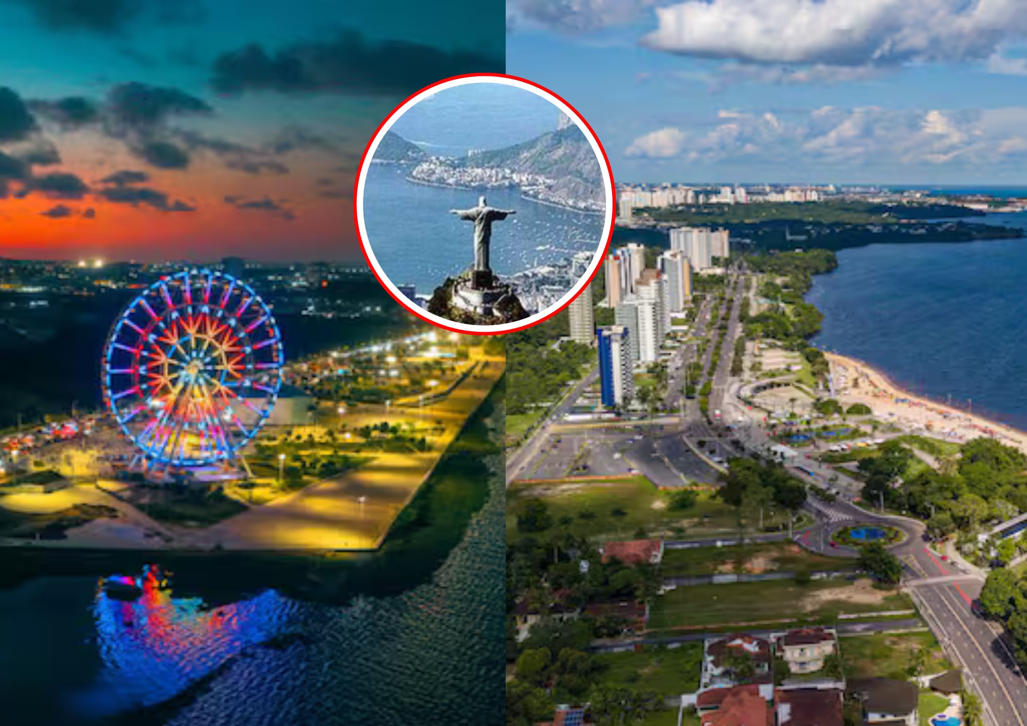 Del lado izquierdo, panorámica de Barranquilla y del lado derecho, panorámica de Río de Janeiro.