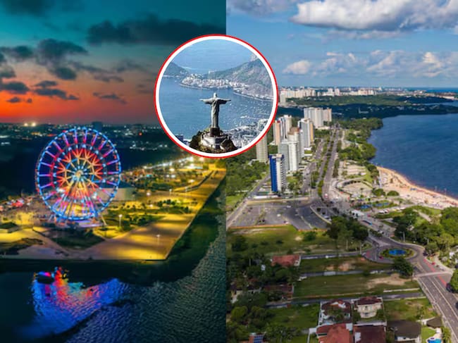 Del lado izquierdo, panorámica de Barranquilla y del lado derecho, panorámica de Río de Janeiro.