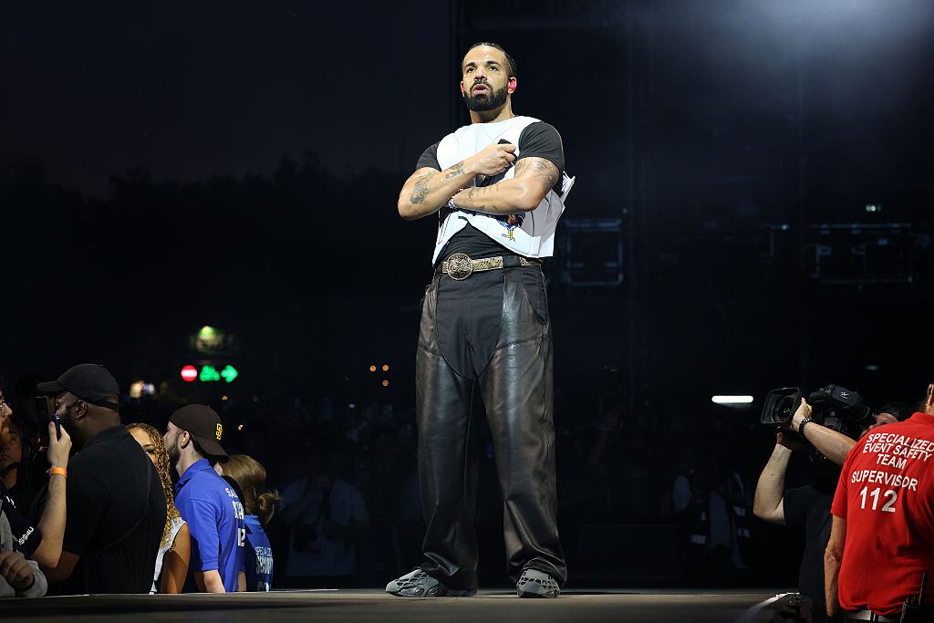 LONDON, ENGLAND - JULY 12: (EDITORIAL USE ONLY) Drake performs live on stage during day two of Wireless Festival 2025 at Finsbury Park on July 12, 2025 in London, England. Drake is headlining an unprecedented all three nights of Wireless Festival.  (Photo by Simone Joyner/Getty Images for ABA)