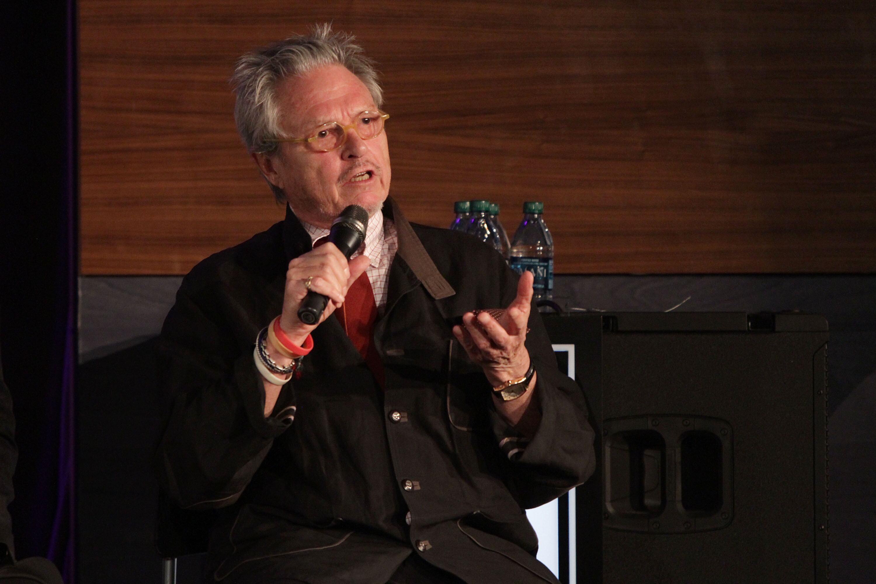 LOS ANGELES, CA - NOVEMBER 10:  Director Michael Lindsay-Hogg speaks onstage at The Beatles 1+: A Conversation With Giles Martin And Michael Lindsay-Hogg at The GRAMMY Museum on November 10, 2015 in Los Angeles, California.  (Photo by Rebecca Sapp/WireImage)
