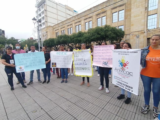 Protesta de víctimas en Cúcuta. Foto Caracol Radio Cúcuta