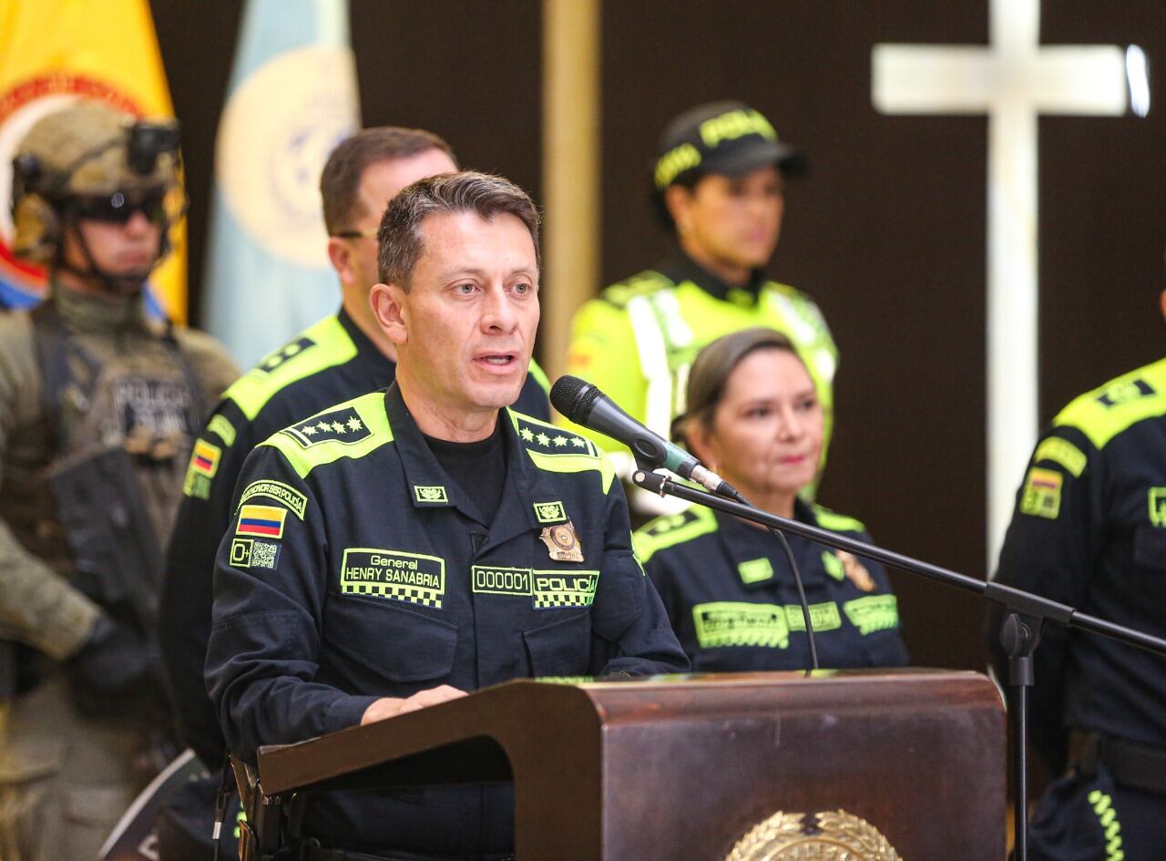 General Henry Sanabria, director de la Policía, en rueda de prensa. Cortesía: Ponal.