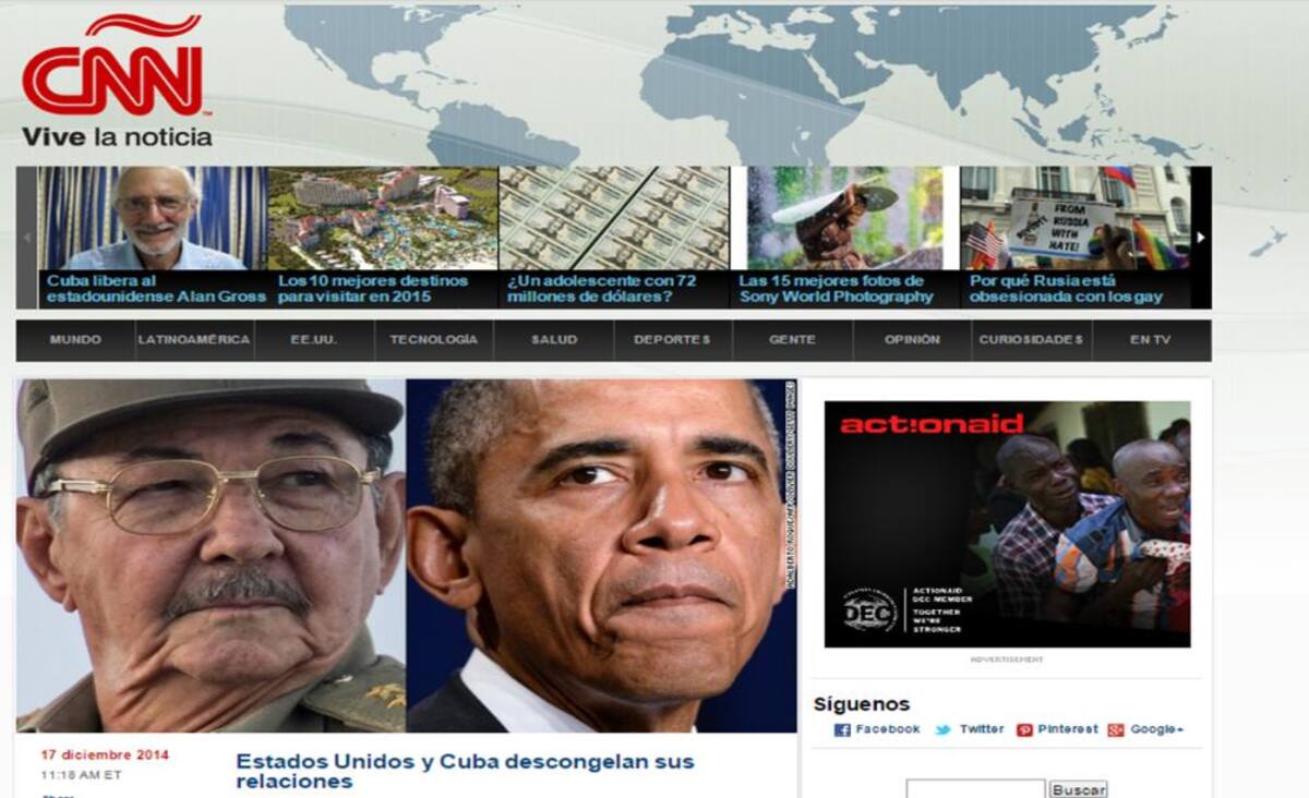 Las portadas de varios diario y sitios web destacaron ampliamente la orden que dio Obama para restablecer las relaciones entre los dos países.