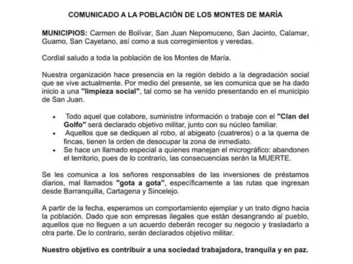 Investigan aparición de panfletos amenazantes en municipios de los Montes de María