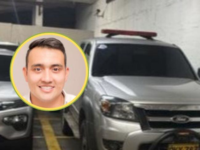 Exfuncionario de la gobernación Bryant Naranjo y camioneta oficial de la gobernación del Quindío