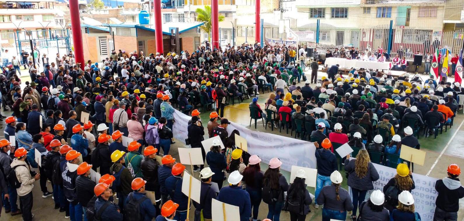 En el Polideportivo Municipal de Socha, Boyacá, se realizó la audiencia pública, con presencia de la comunidad, entidades mineras y autoridades locales, departamentales y nacionales / Foto: Alcaldía de Socha.