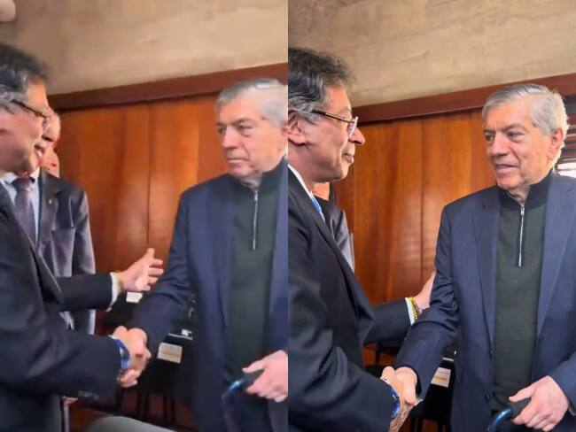 Captura de pantalla de video/ Gaviria y Petro saludándose.