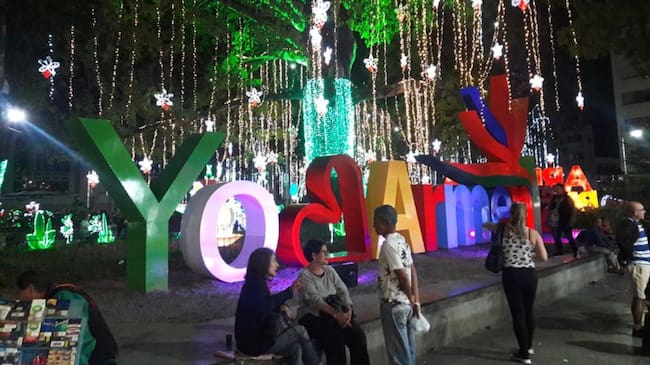 Parque Sucre de Armenia, único lugar público iluminado en navidad