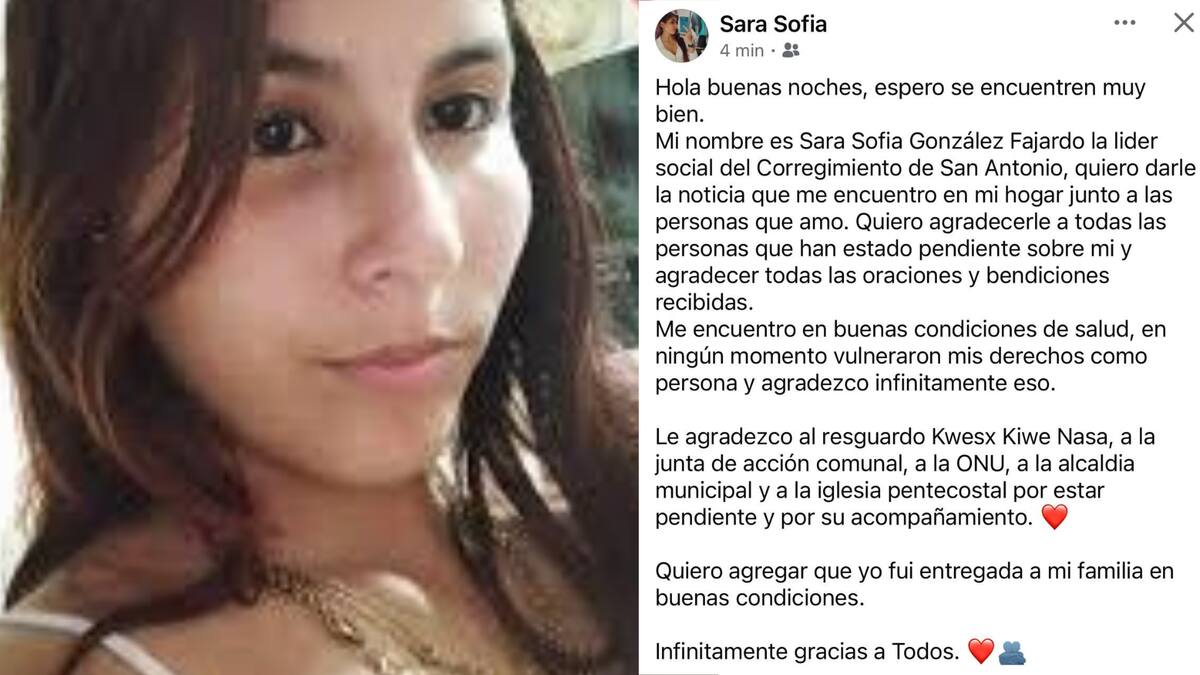 Fue dejada en libertad joven líder secuestrada en zona rural de Jamundí